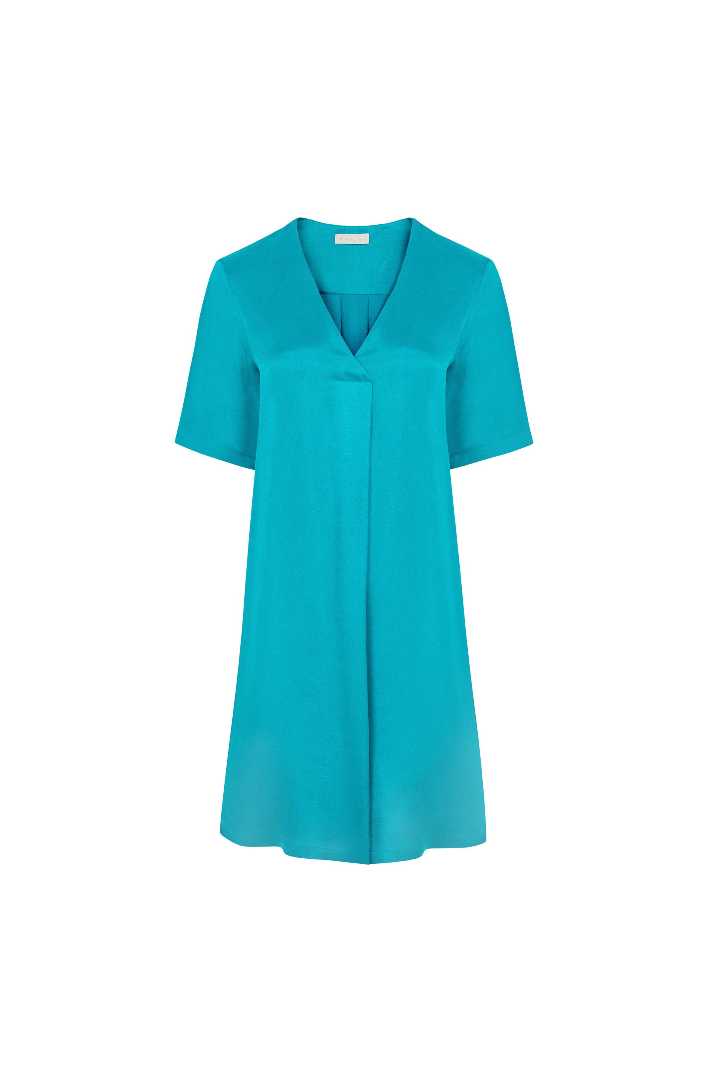Tencel Blend Knee High Dress Aqua