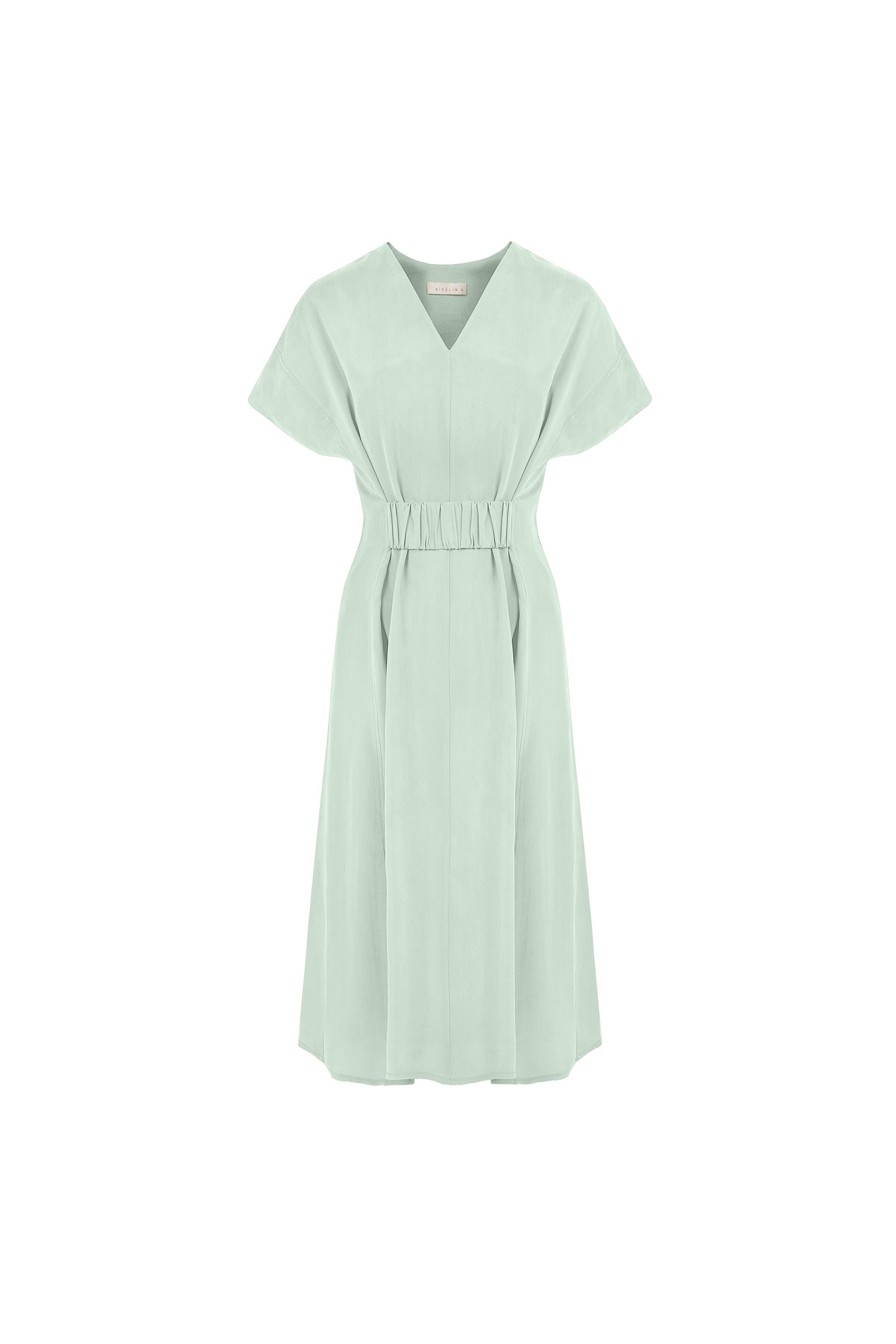 V Neck Cupro Dress Mınt