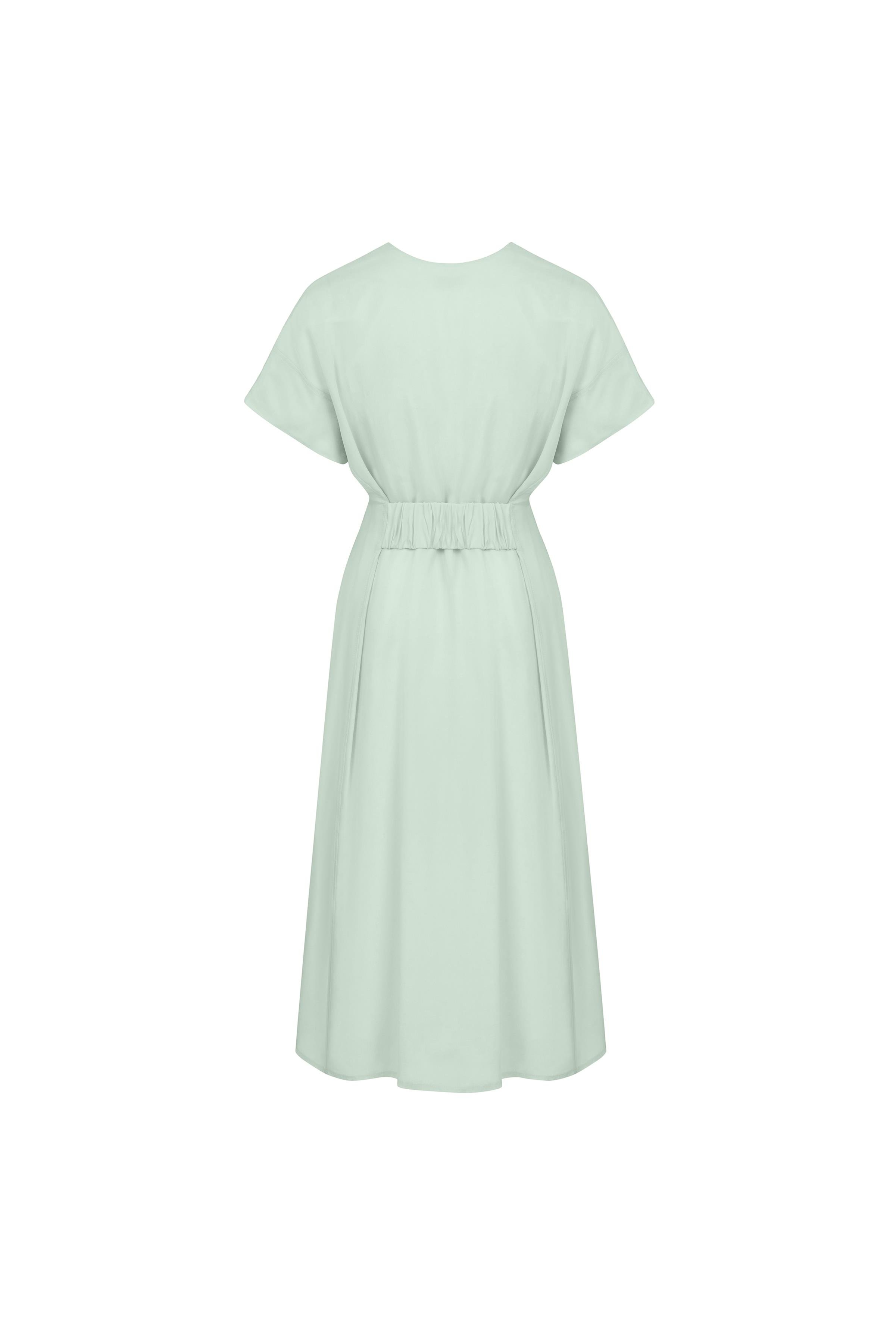 V Neck Cupro Dress Mınt