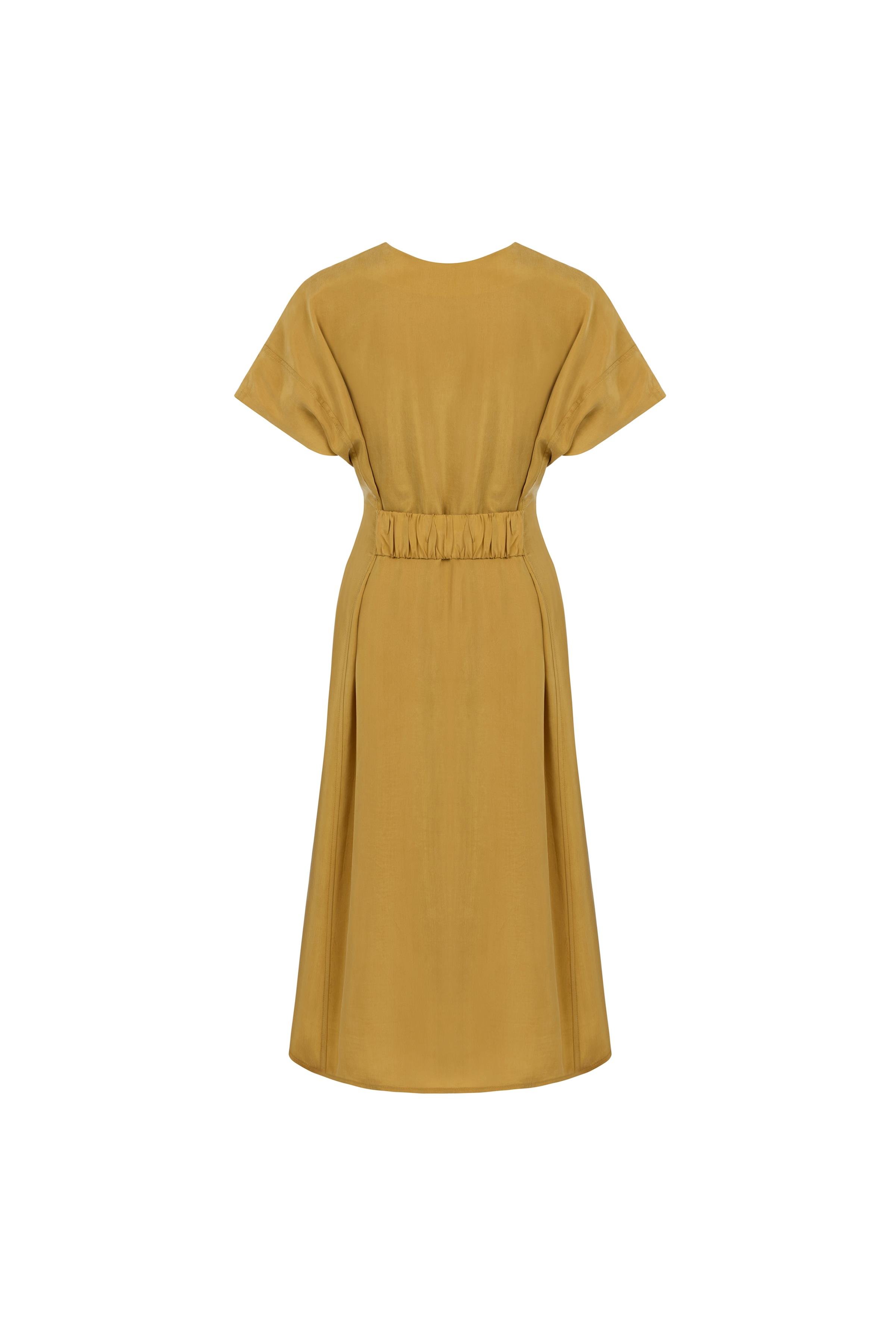 V Neck Cupro Dress Saffron