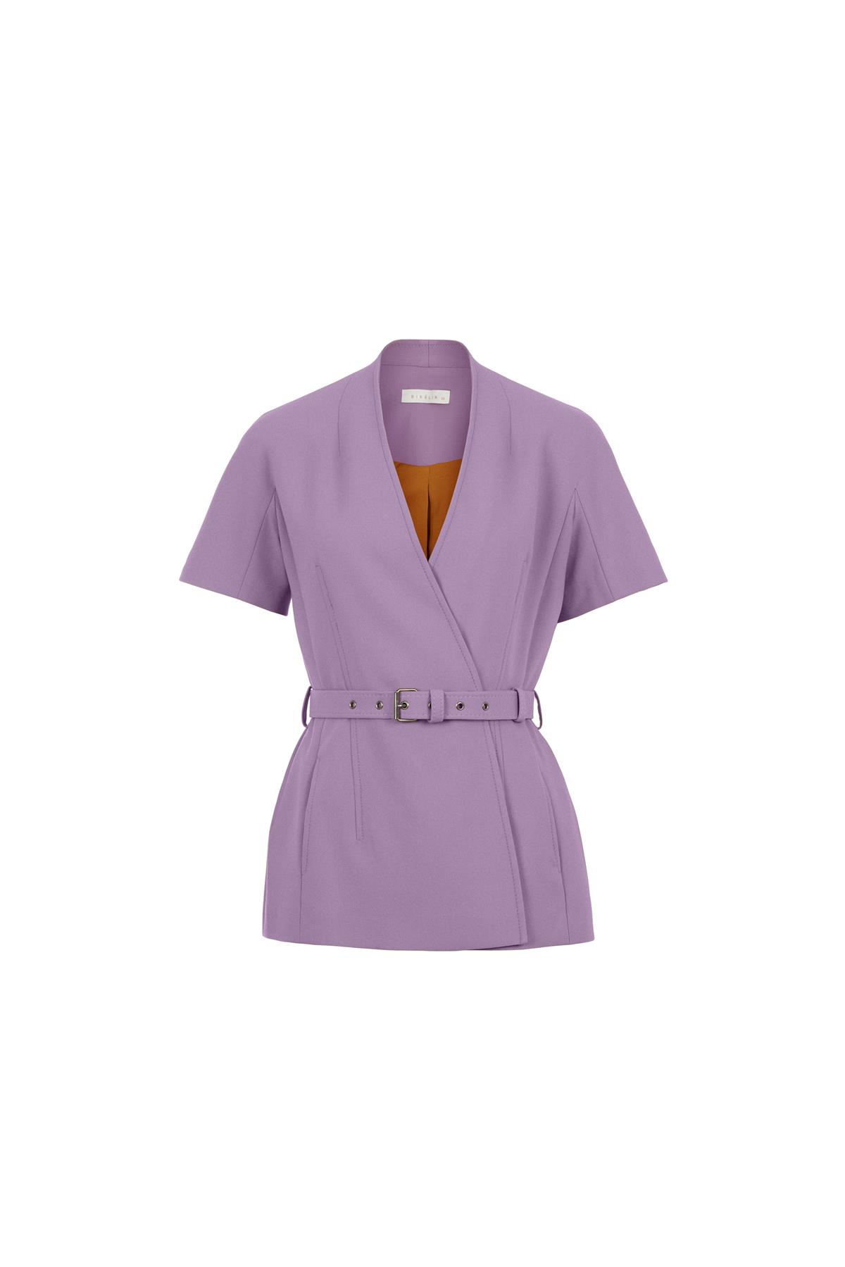 Short Sleeve Jacket With Belt Lılac