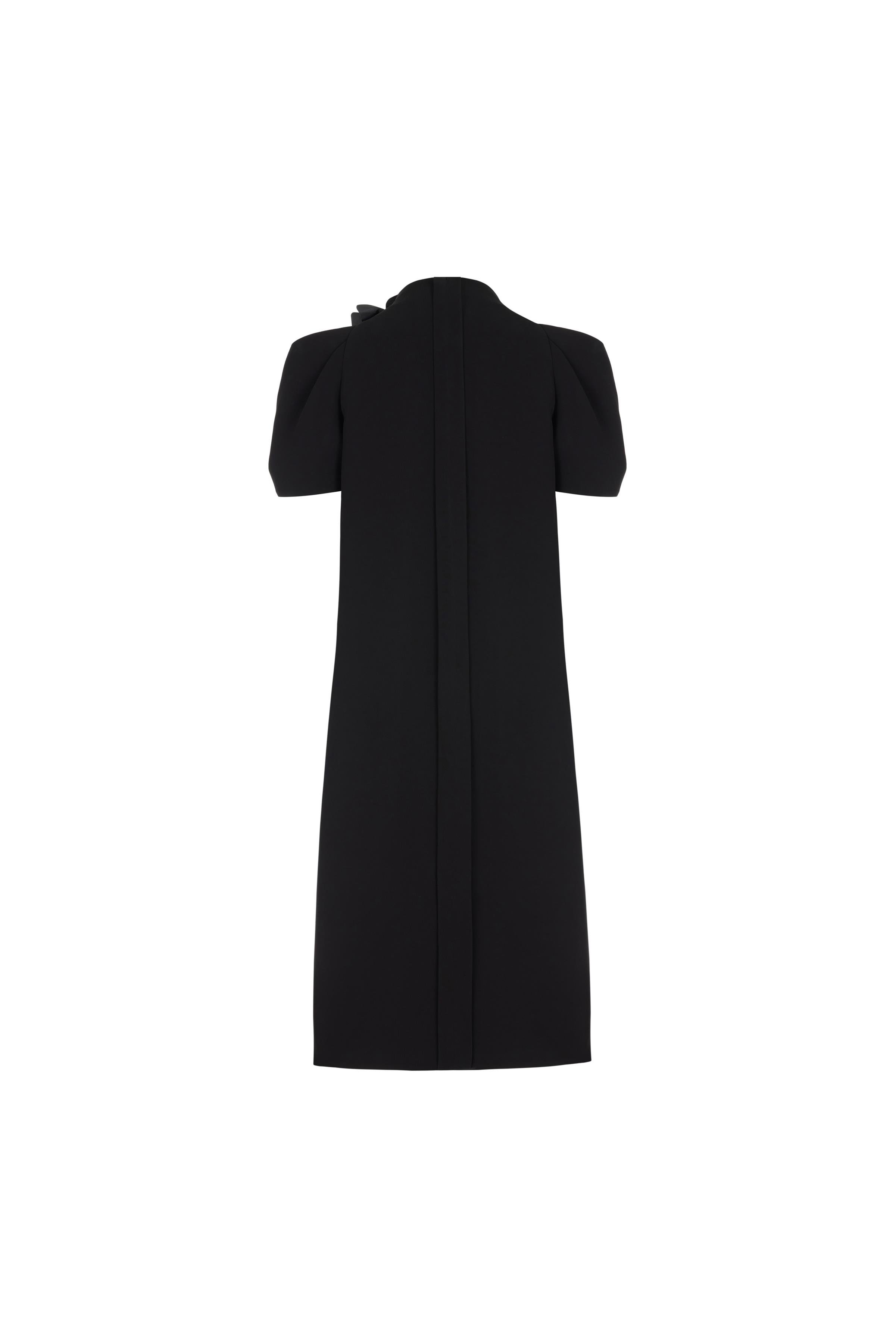 Yakası Çiçek Ve Taş Detaylı Elbise Siyah