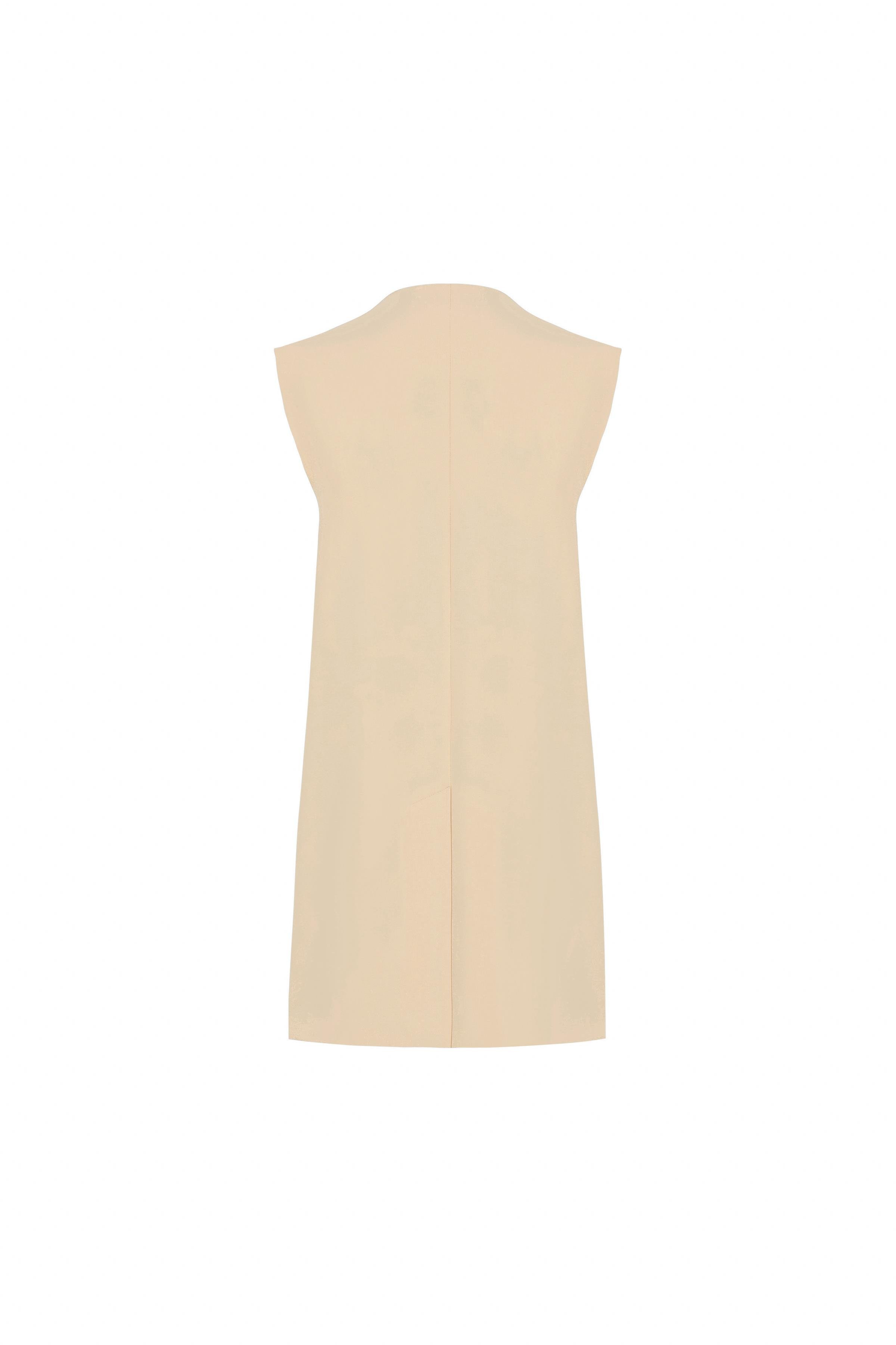 Yırtmaçlı Poliviskon Yelek Krem