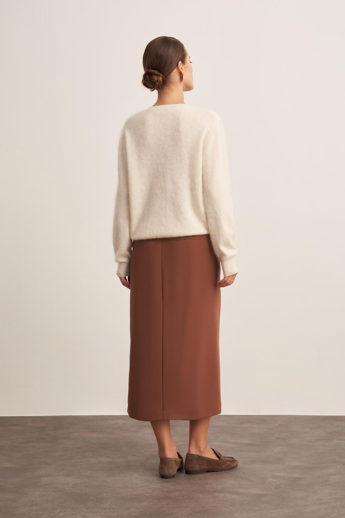 Yün Kaşmir Karışımlı Krem Kadın Hırka