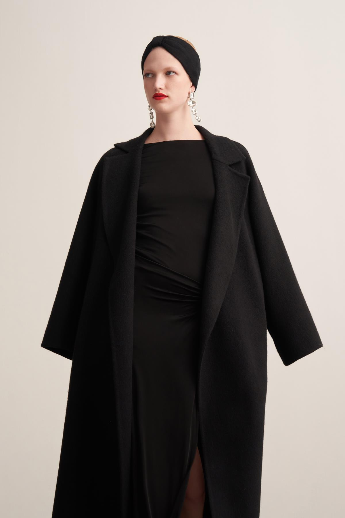 Yün Kaşmir Karışımlı Siyah Kadın Bere