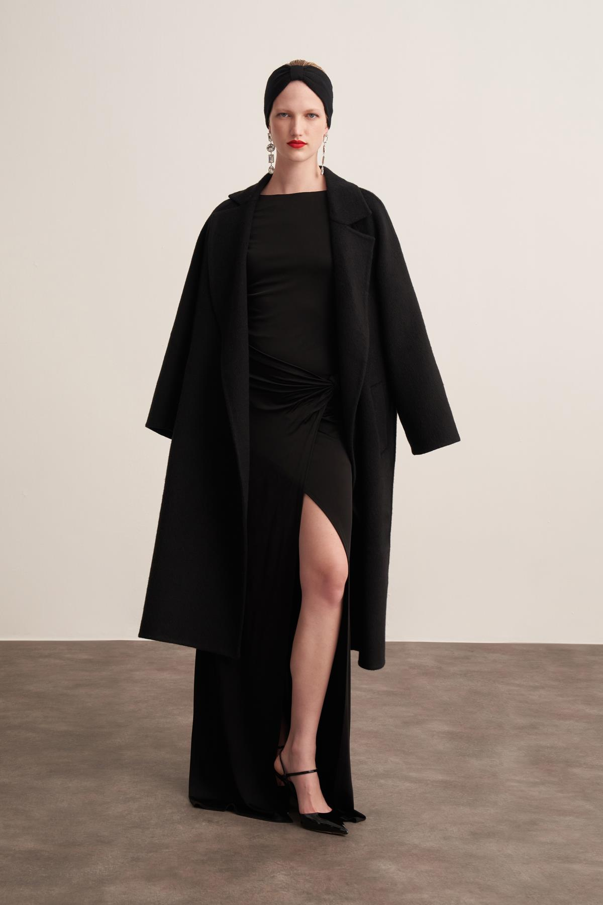 Yün Kaşmir Karışımlı Siyah Kadın Bere