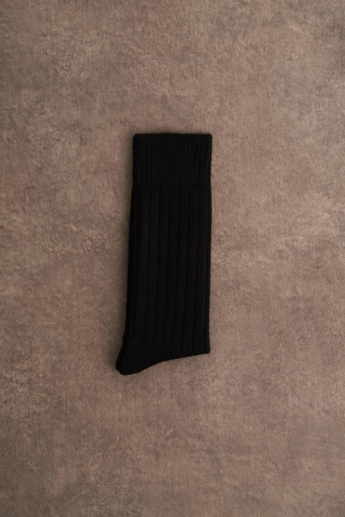 Yün Kaşmir Karışımlı Siyah Kadın Çorap