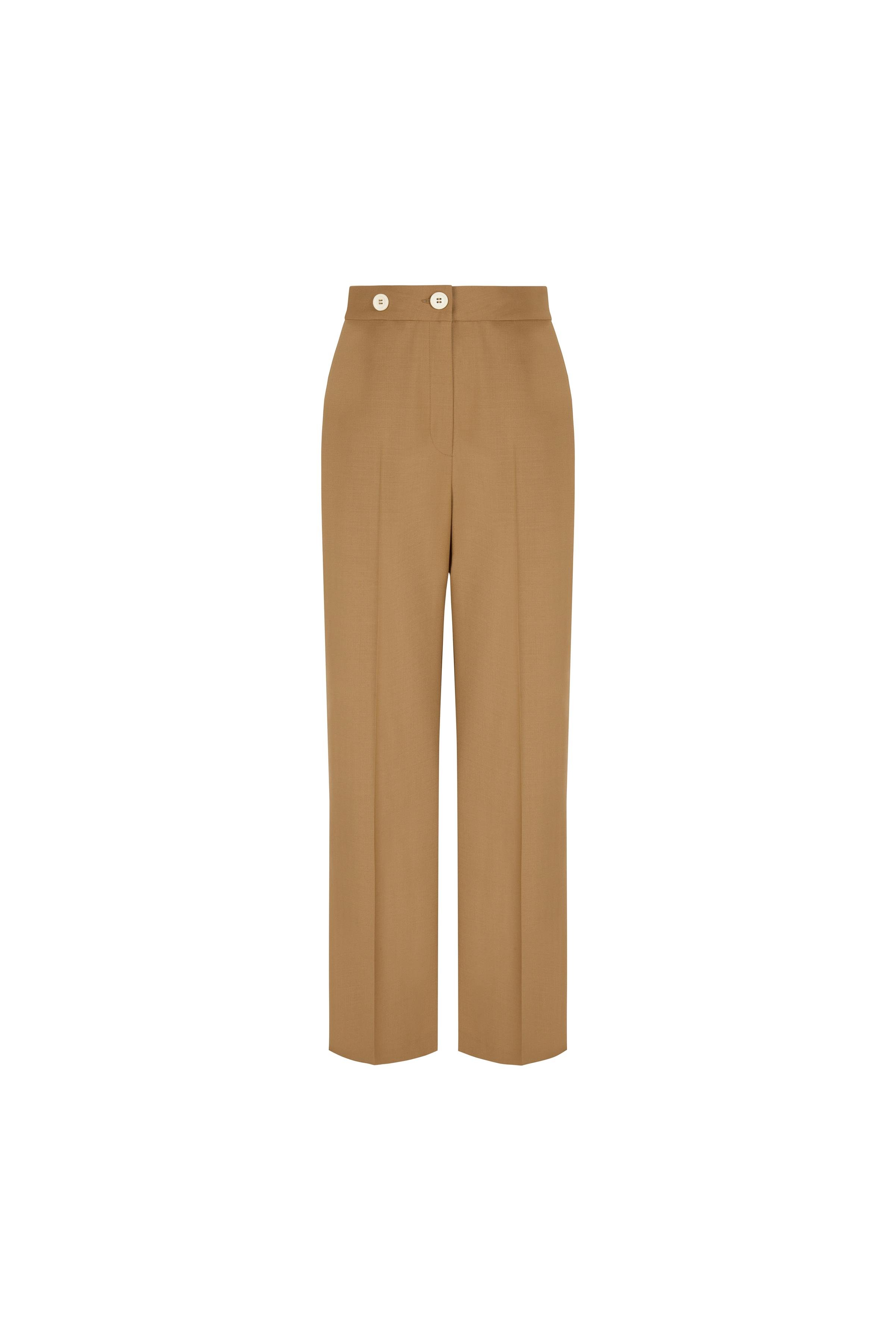 Woollen Wide Leg Trousers Wood