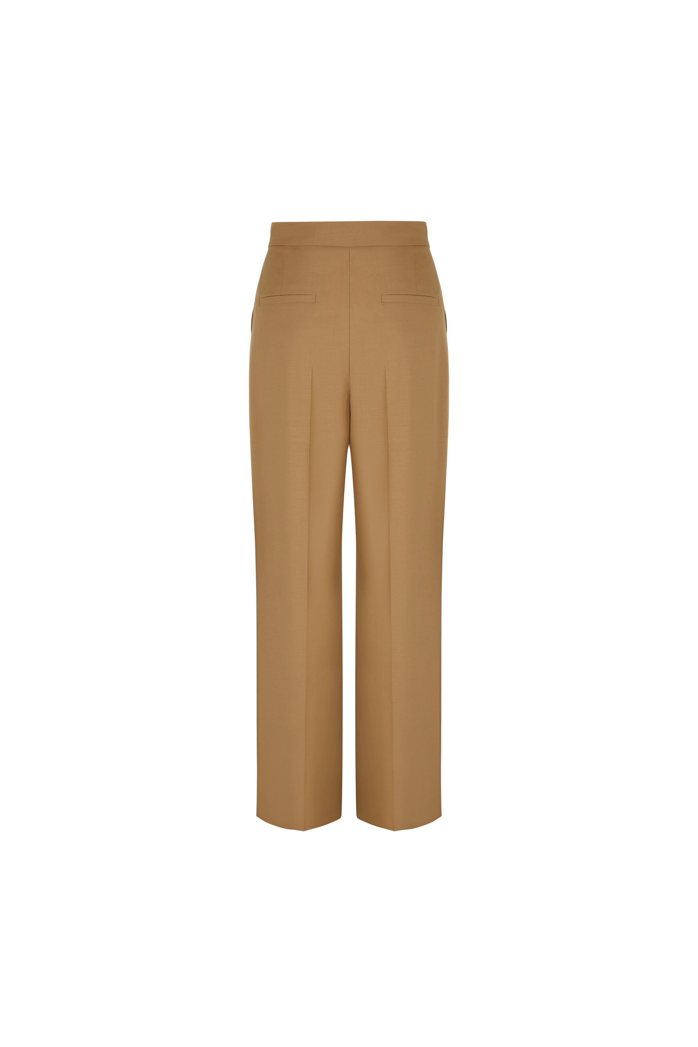 Woollen Wide Leg Trousers Wood