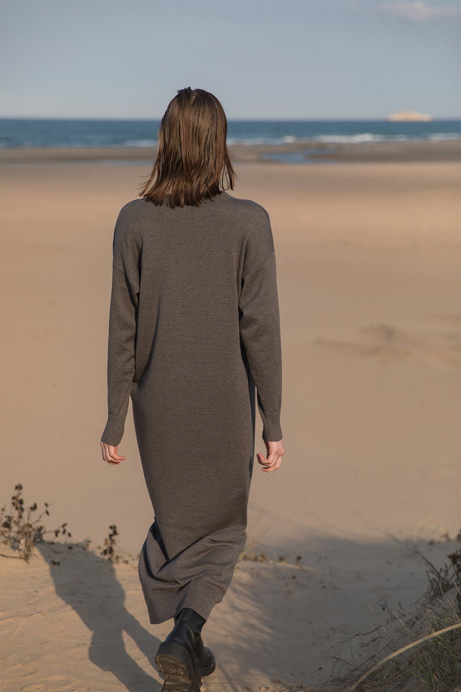 Afra Model Elbise Antrasit