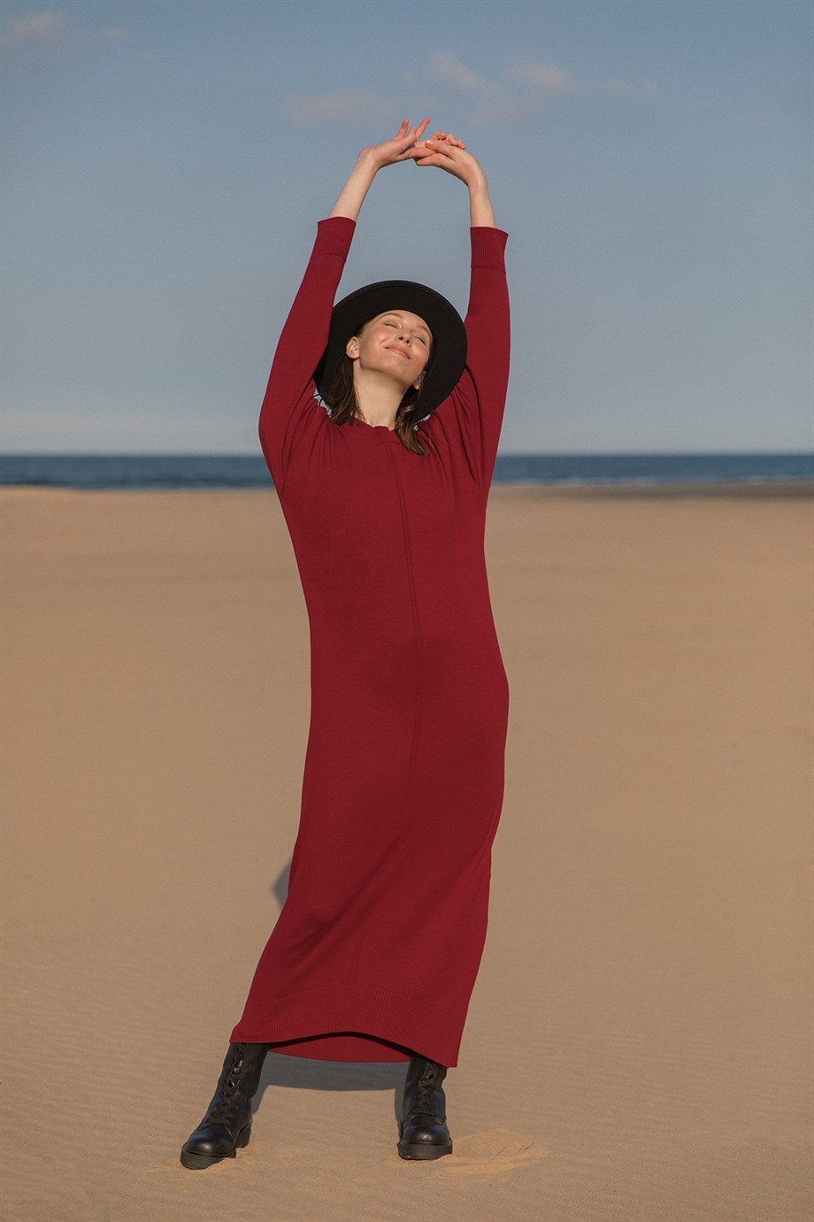 Afra Model Elbise Bordo