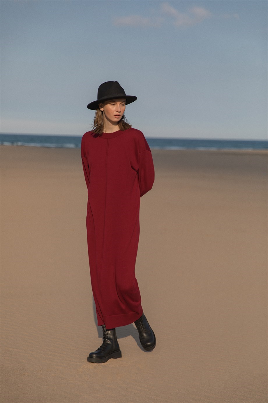 Afra Model Elbise Bordo