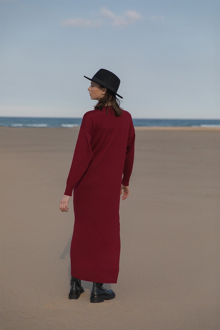 Afra Model Elbise Bordo