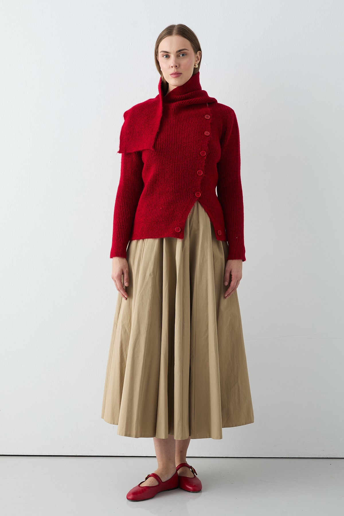 Arya Atkılı Hırka Kırmızı
