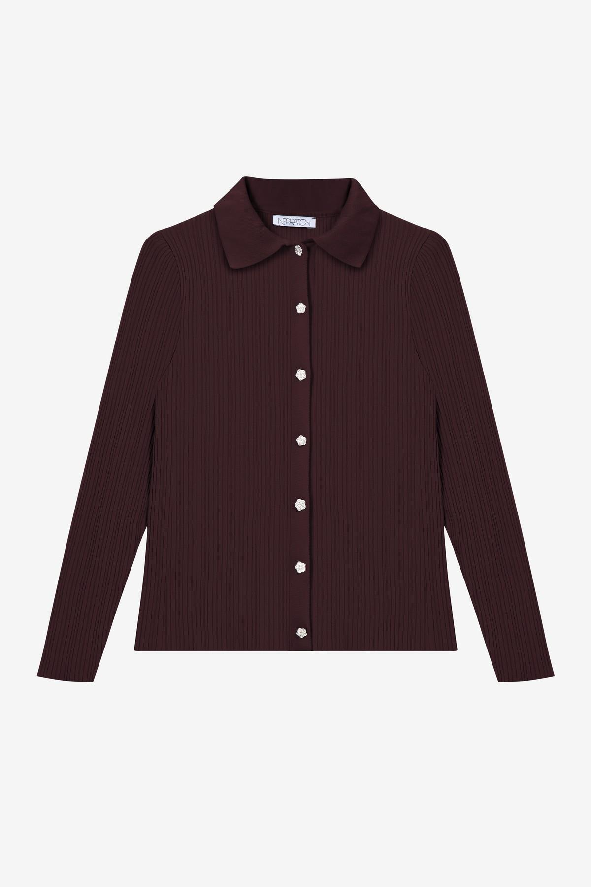 Cotonelit Crop Hırka Bordo