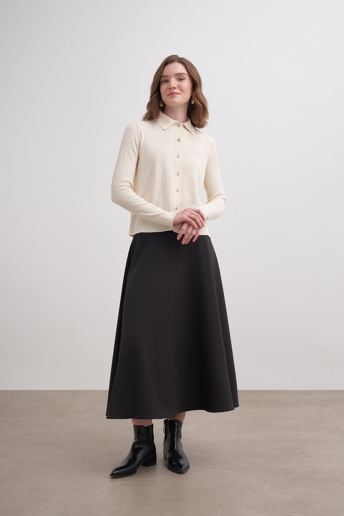Cotonelit Crop Hırka Ekru