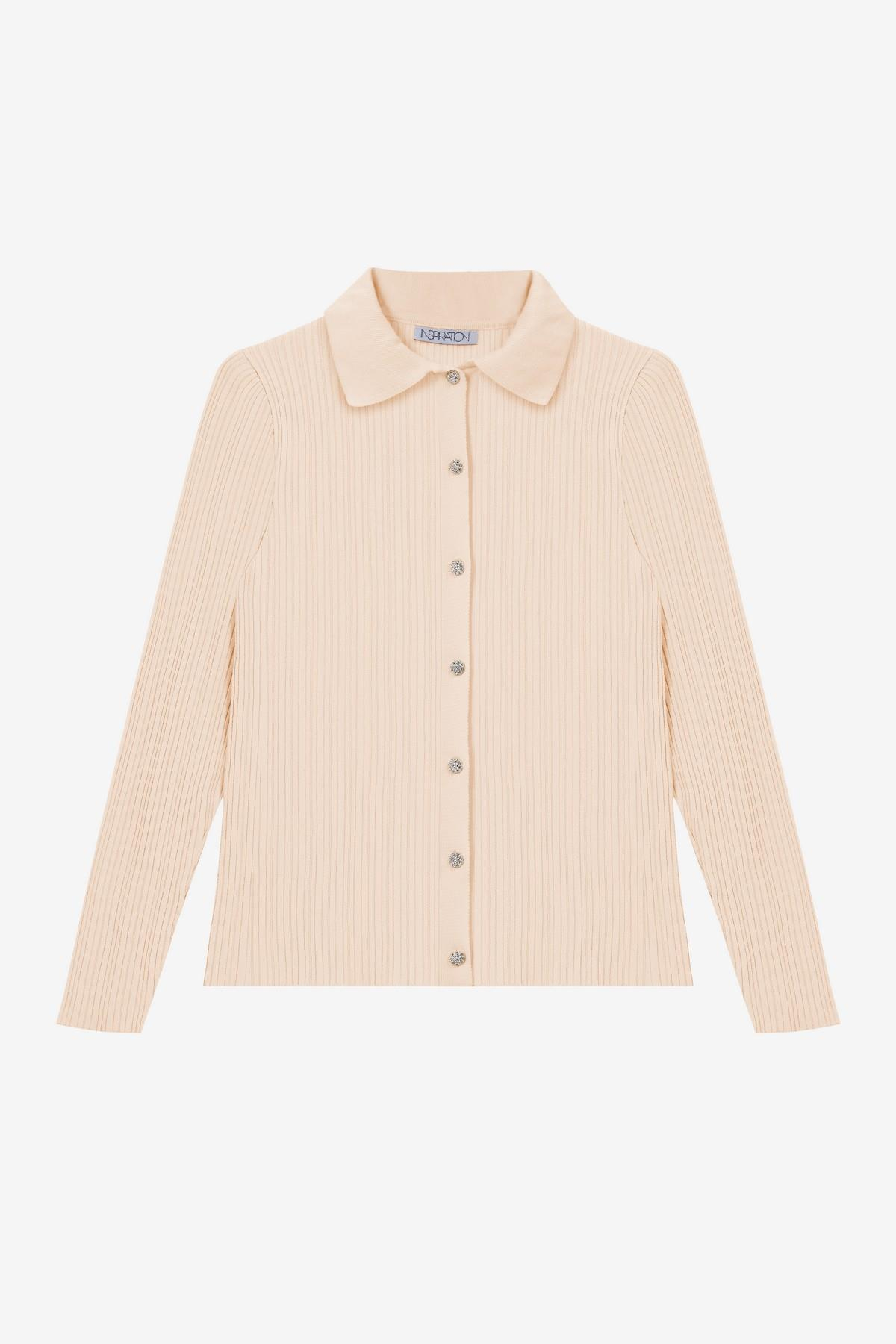 Cotonelit Crop Hırka Ekru