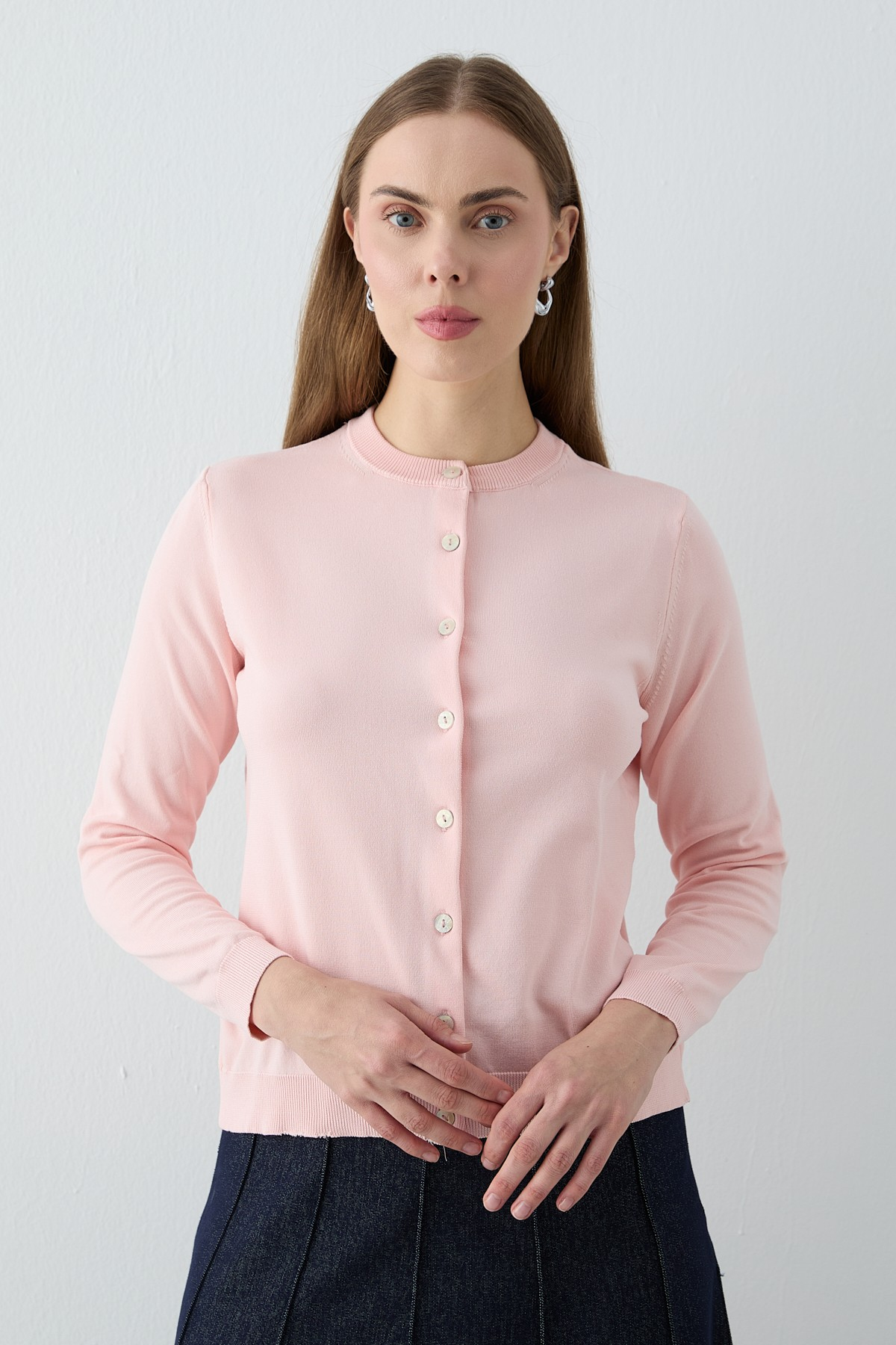 Gökçe Düğmeli Hırka Pembe