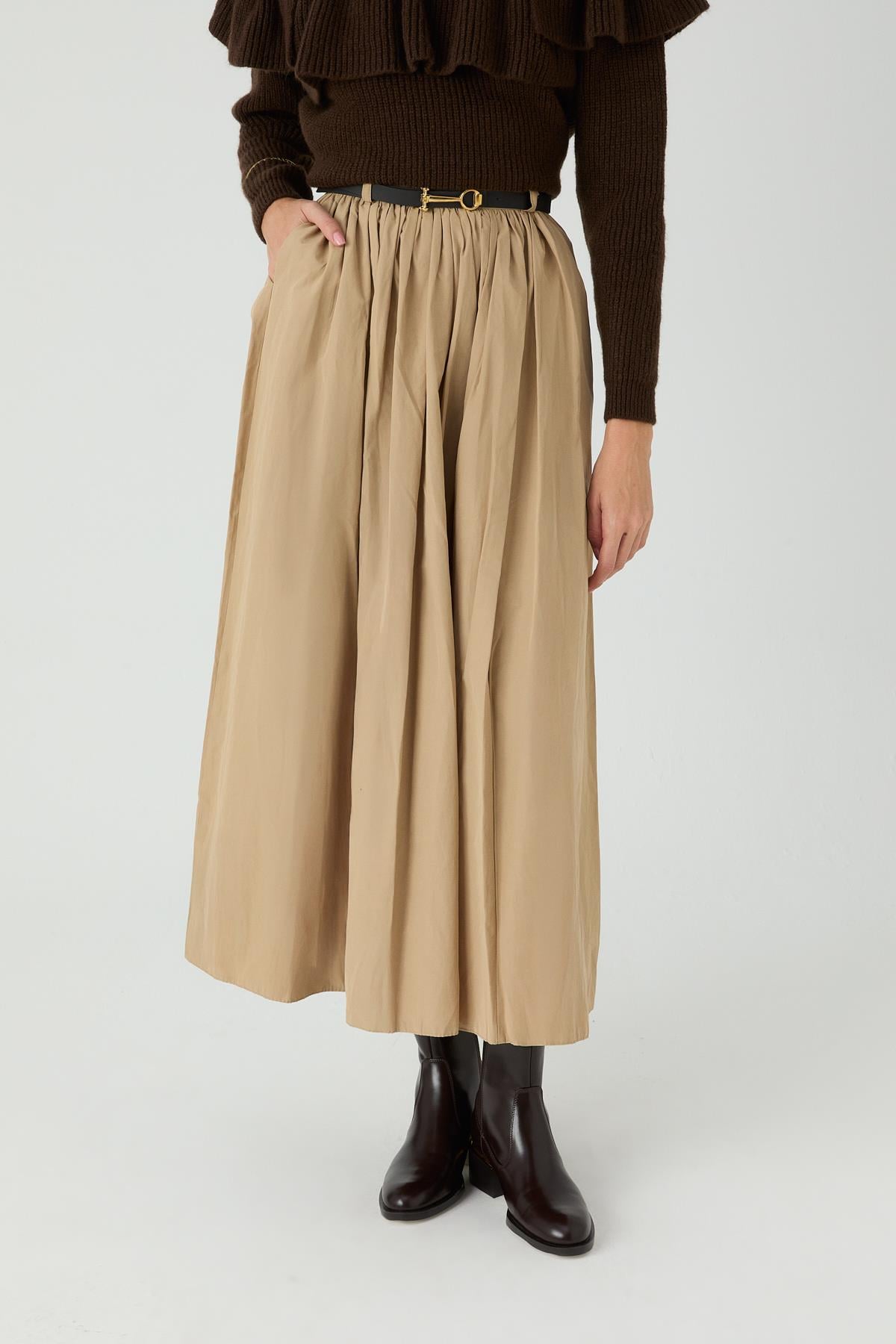 Kemerli Etek Camel