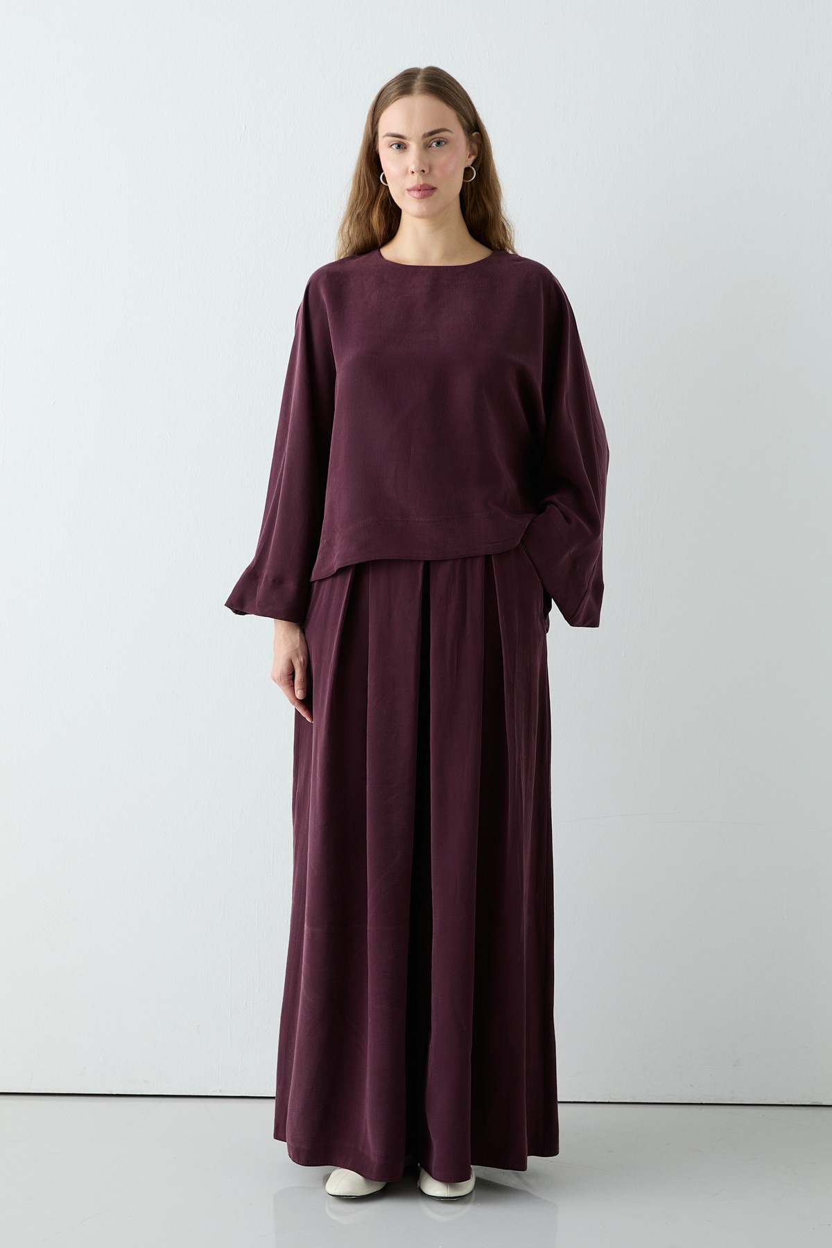 Modal Pantolonlu Takım Bordo
