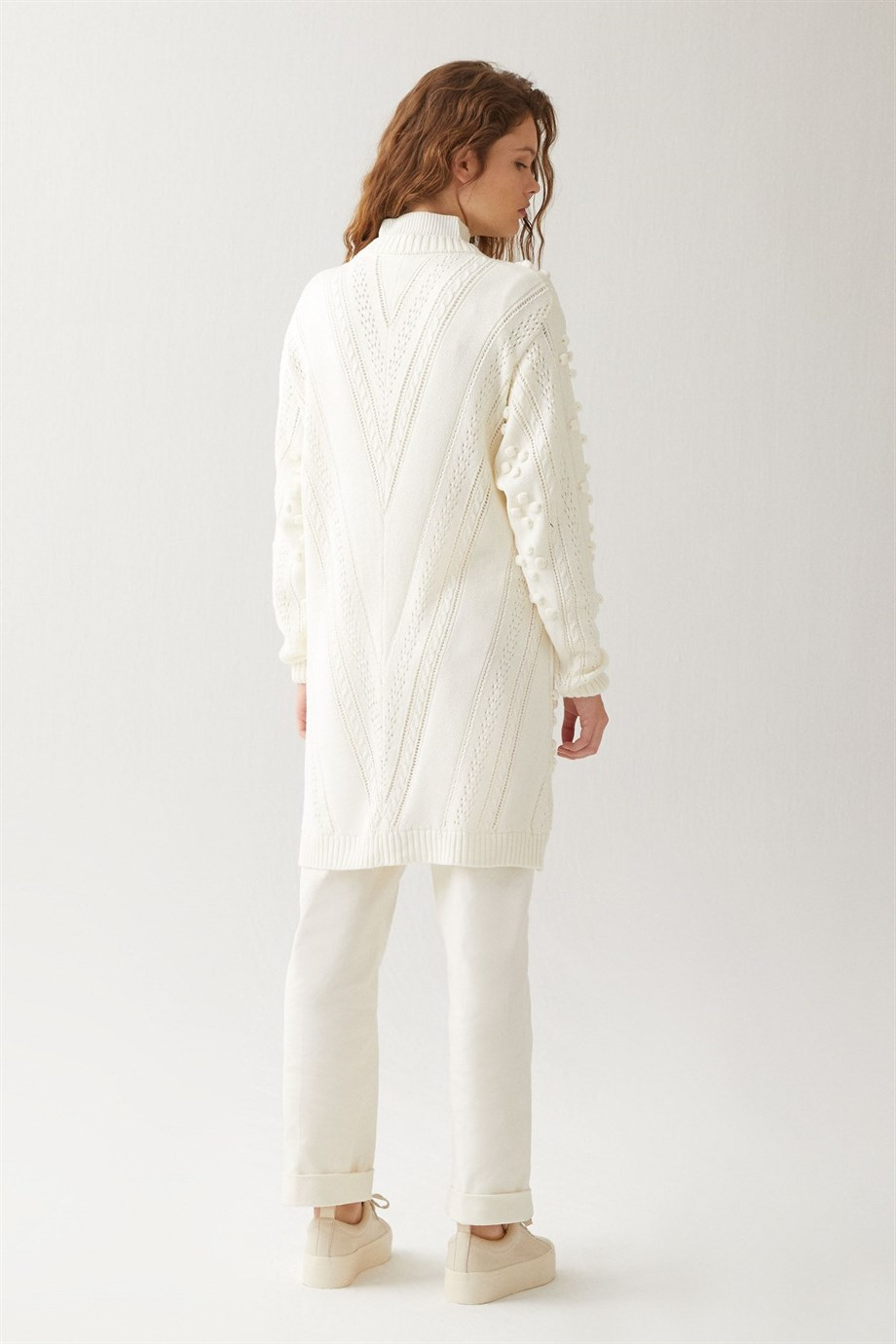 Ponpon Triko Tunik Ekru
