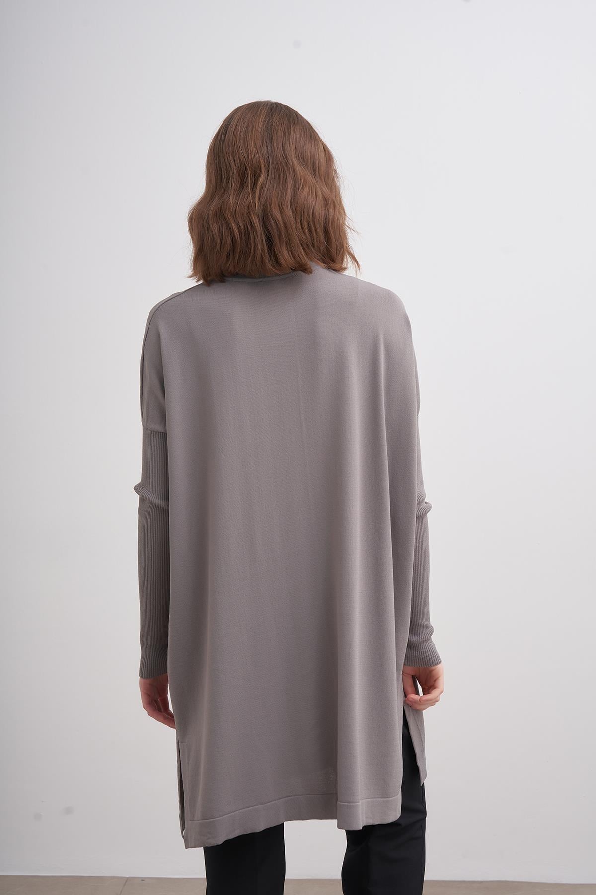 Rayon Basic Hırka Gri