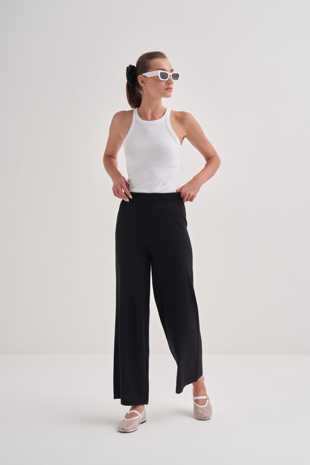 Rayon Merserize Pantalon Siyah