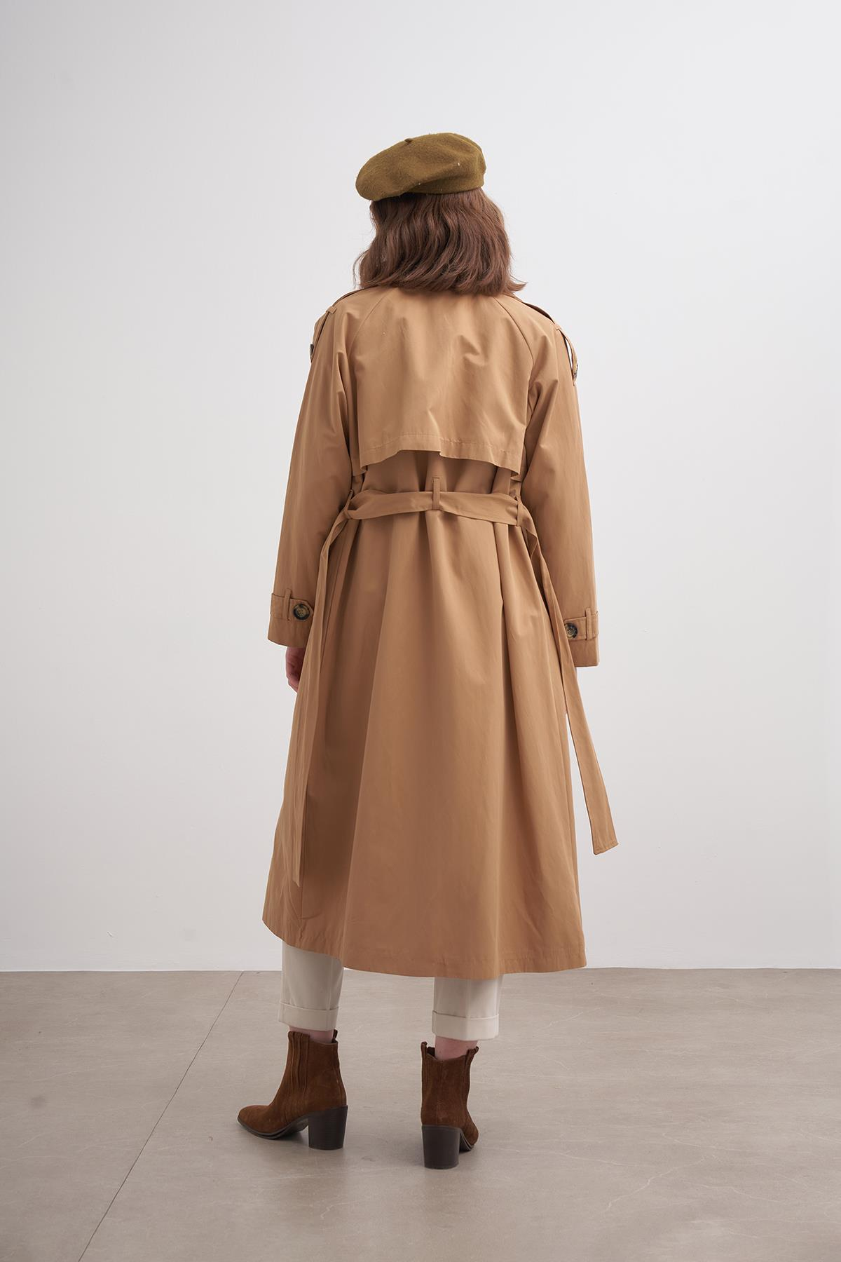 Uzun Trençkot INS34002 Camel