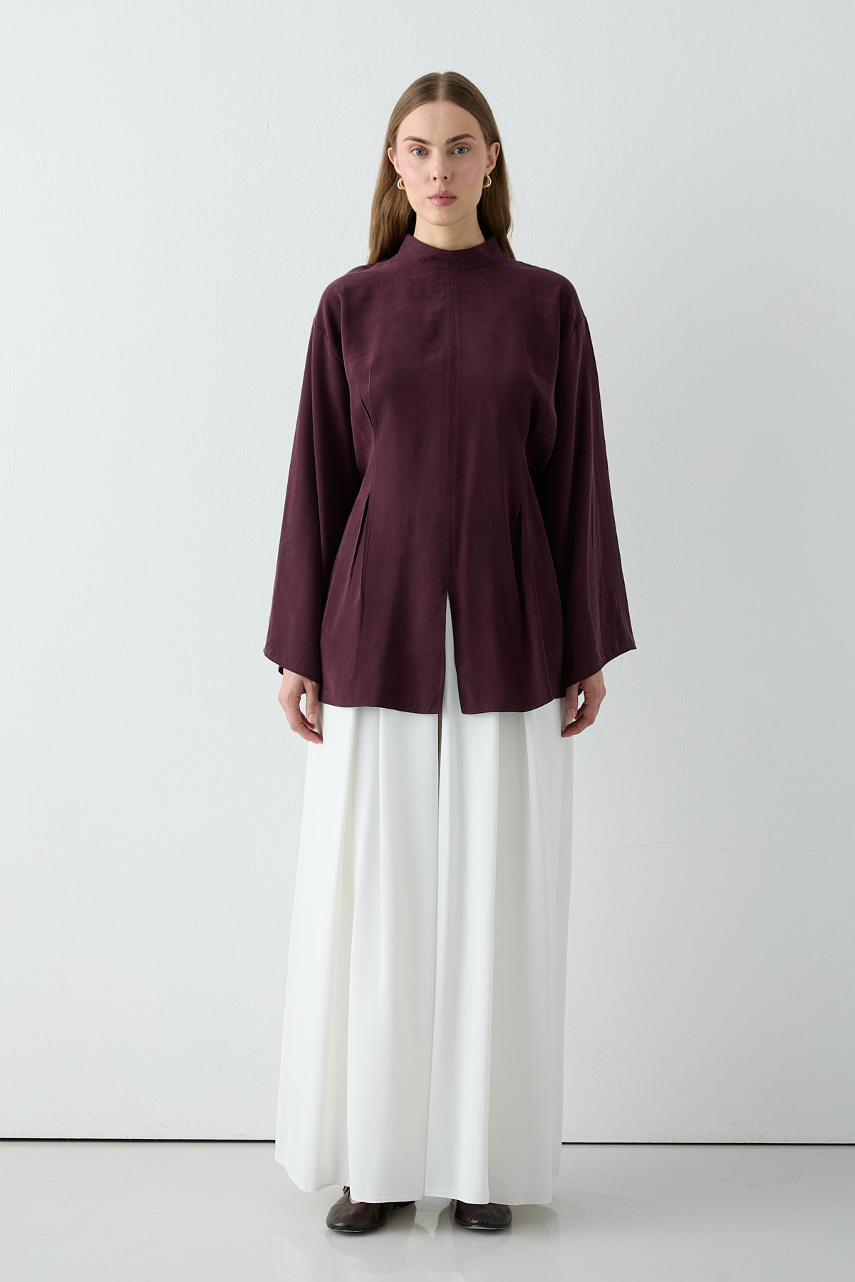 Yırtmaçlı Bluz Bordo