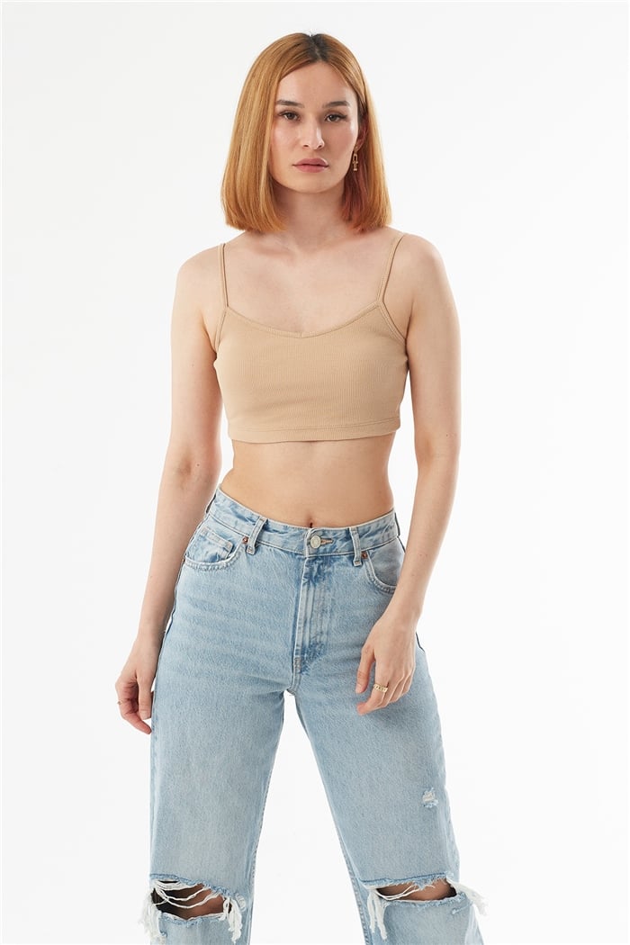 Avrile ASKILI KAŞKORSE CROP  BEJ  A22-10566