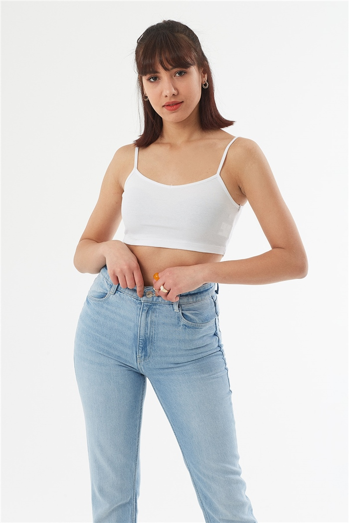 Avrile ASKILI KAŞKORSE CROP  BEYAZ  A22-10566