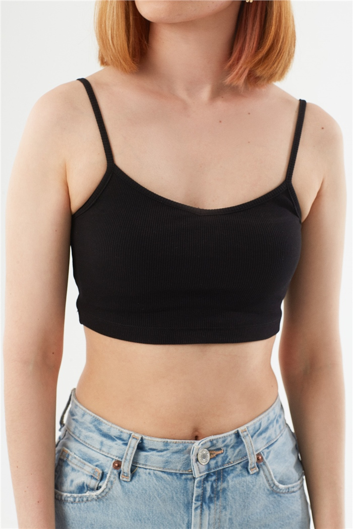 Avrile ASKILI KAŞKORSE CROP  SİYAH  A22-10566