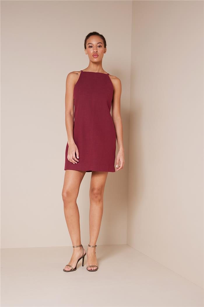 Avrile  ASKILI KISA ELBİSE BORDO A25-10360