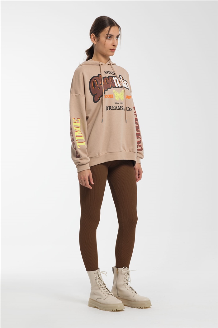Avrile Baskılı Sweatshirt  BEJ  A21-10507