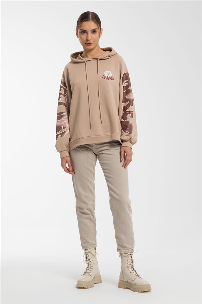 Avrile Baskılı Sweatshirt  BEJ  A21-10508