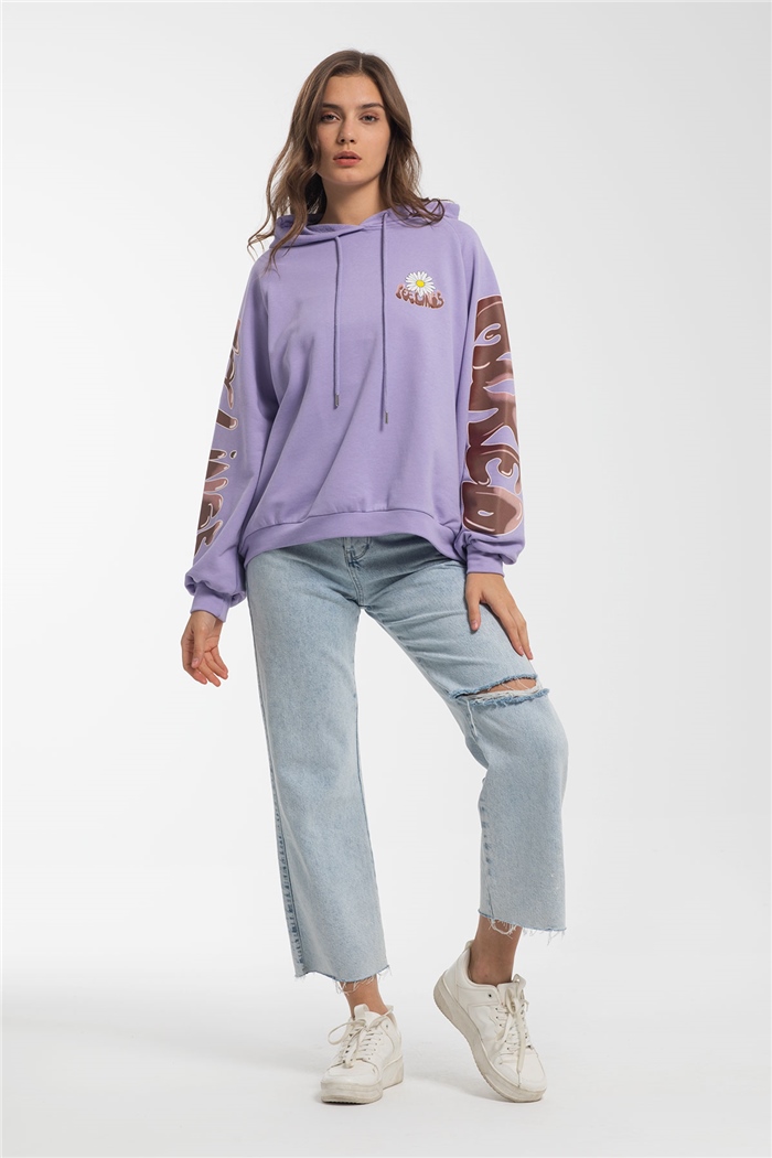 Avrile Baskılı Sweatshirt  LİLA  A21-10508
