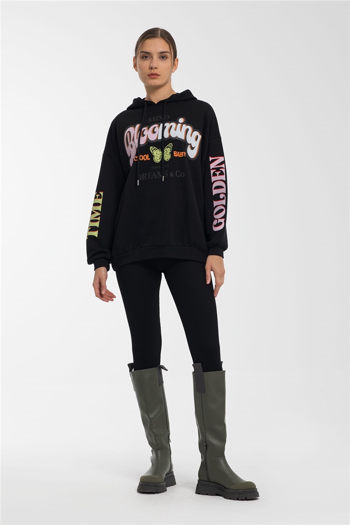 Avrile Baskılı Sweatshirt  SİYAH  A21-10507