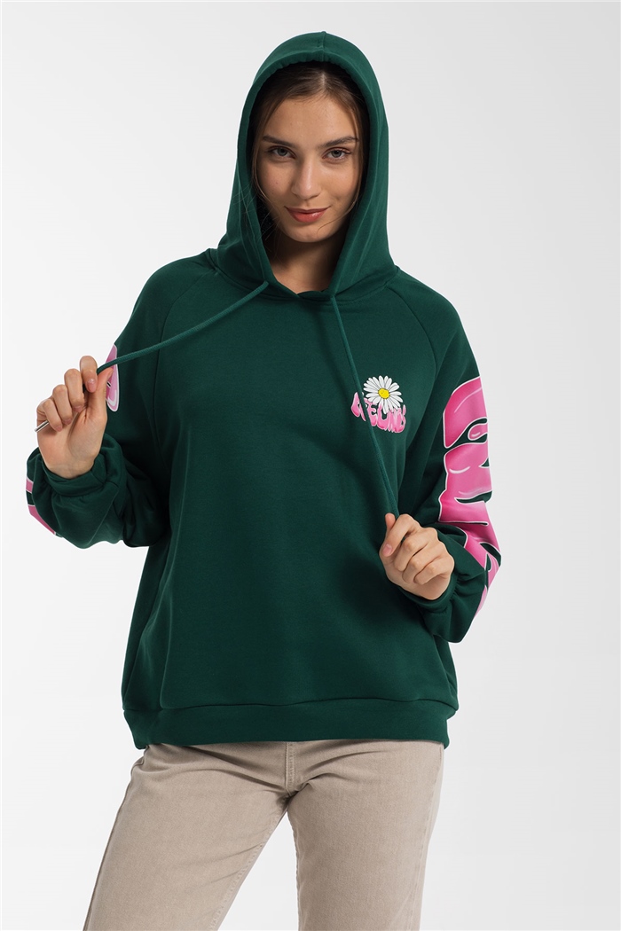 Avrile Baskılı Sweatshirt  ZÜMRÜT  A21-10508