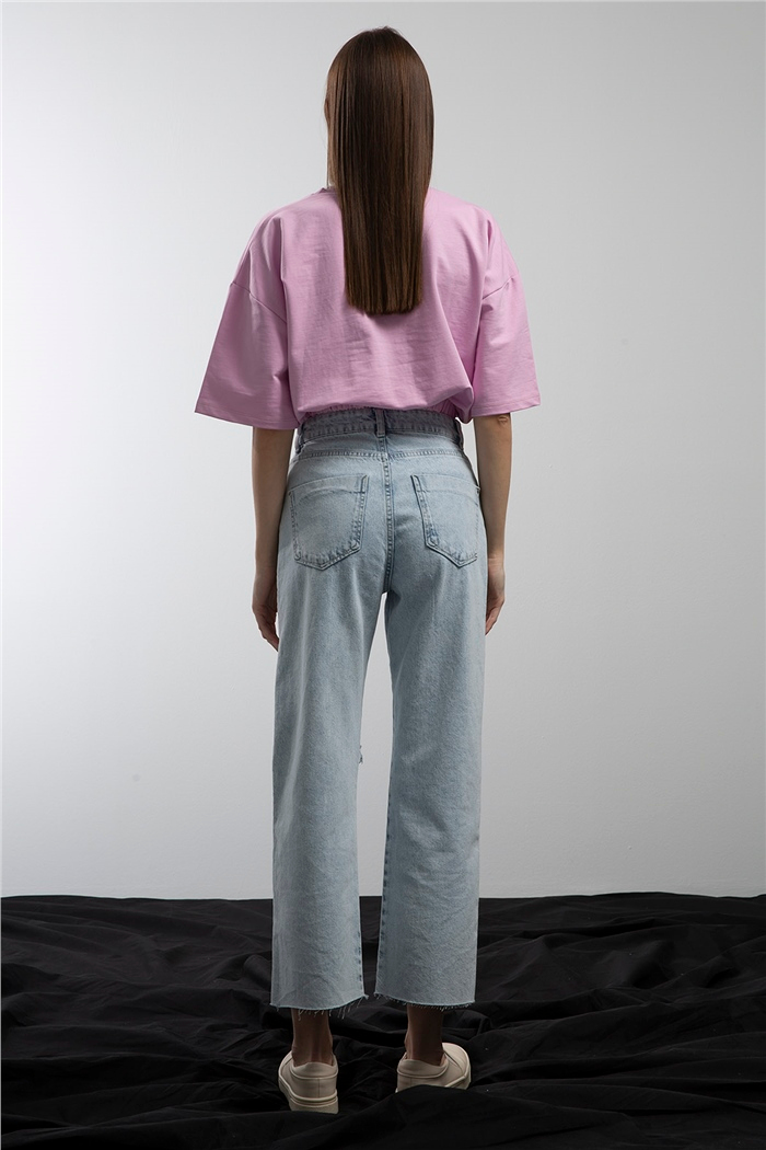 Avrile Beli Lastikli Cepli Crop Bluz  LİLA  A21-10356