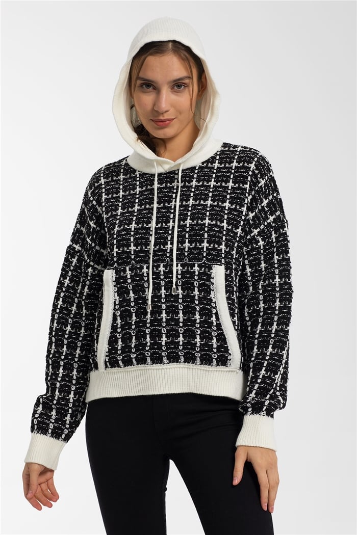 Avrile Chanel Triko Sweatshirt  EKRU-SİYAH  A91891-S