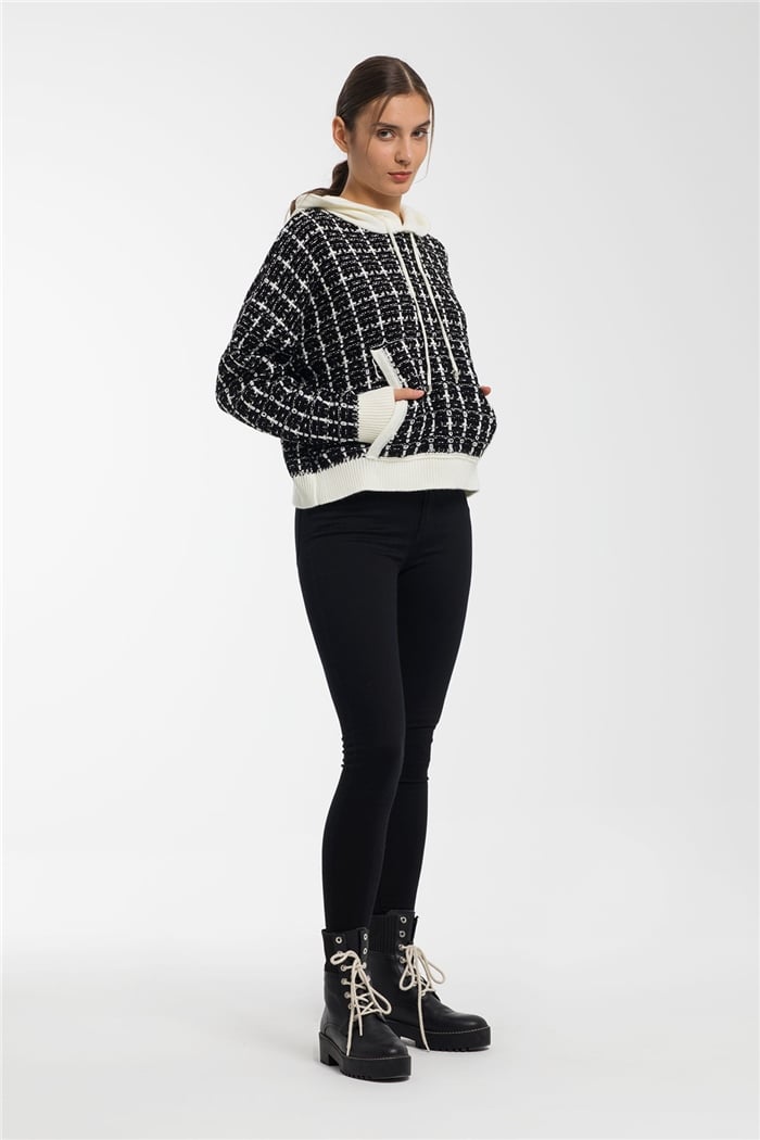 Avrile Chanel Triko Sweatshirt  EKRU-SİYAH  A91891-S