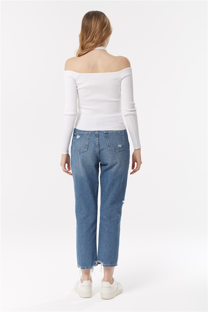 Avrile DAMLA DEKOLTE KAZAK  BEYAZ  A92016-S