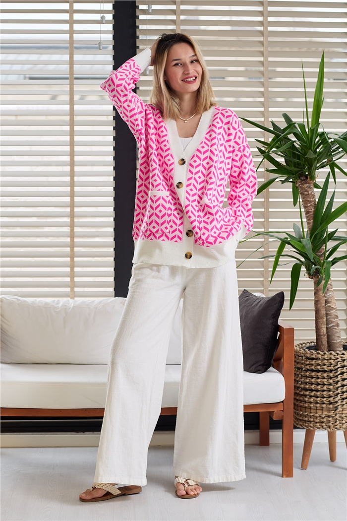 Avrile Desenli Salaş Triko Hırka  EKRU  A91814-S