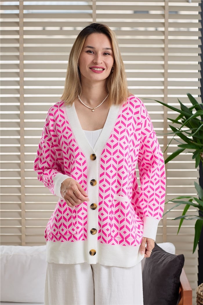 Avrile Desenli Salaş Triko Hırka  EKRU  A91814-S