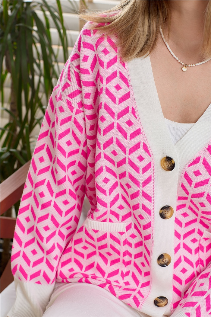 Avrile Desenli Salaş Triko Hırka  EKRU  A91814-S