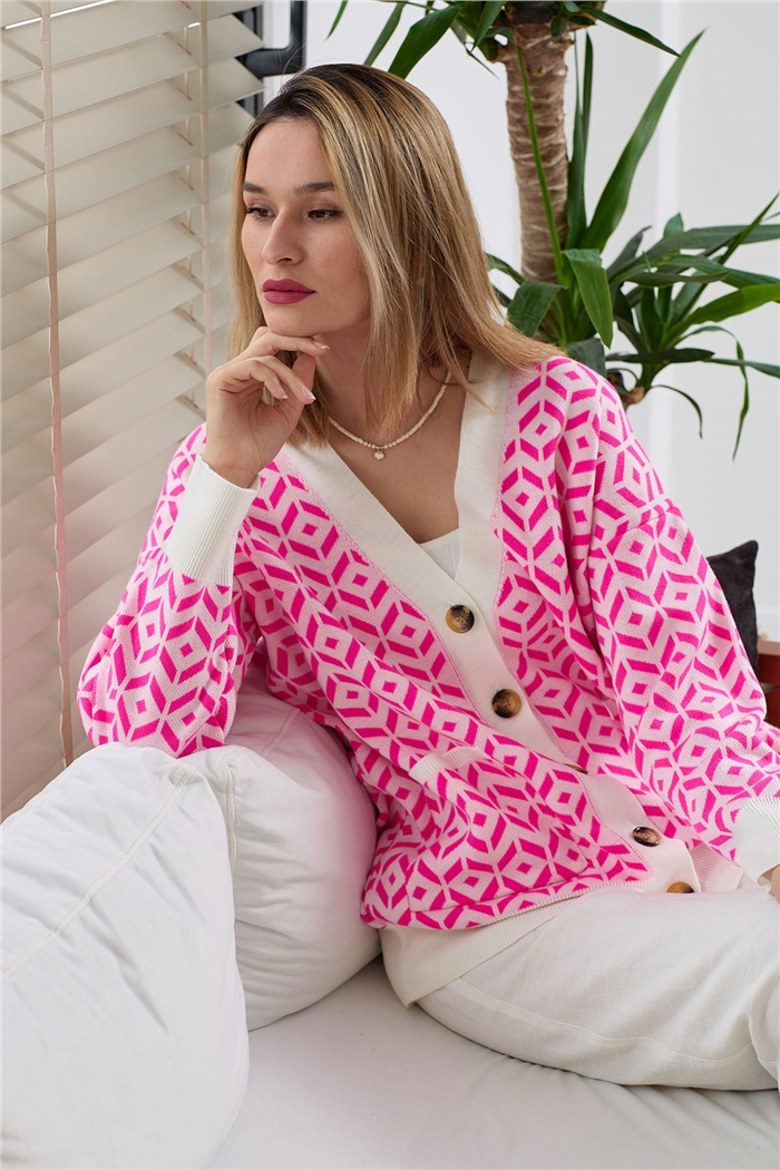 Avrile Desenli Salaş Triko Hırka  EKRU  A91814-S