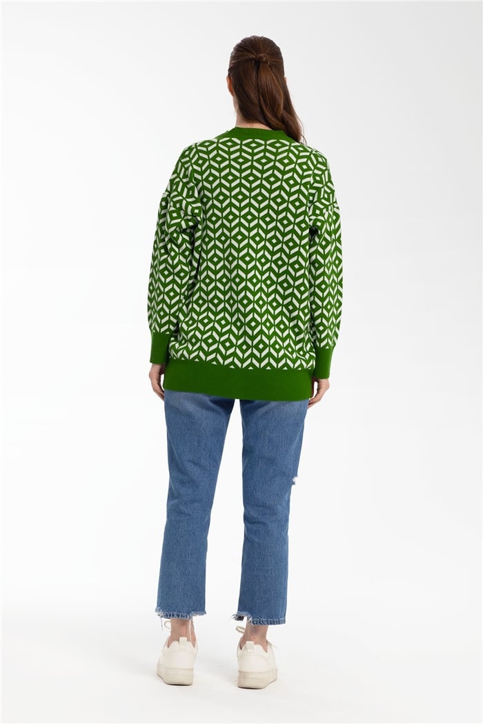 Avrile Desenli Salaş Triko Hırka  YEŞİL  A91814-S