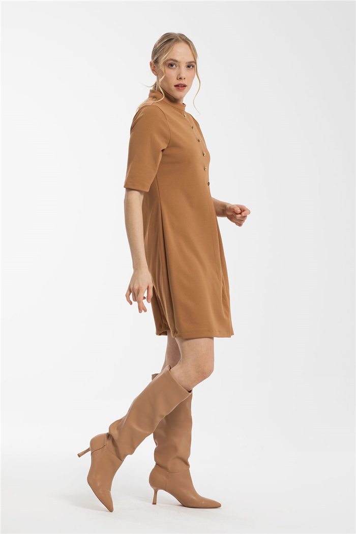 Avrile Düğmeli Elbise  CAMEL  A21-10518