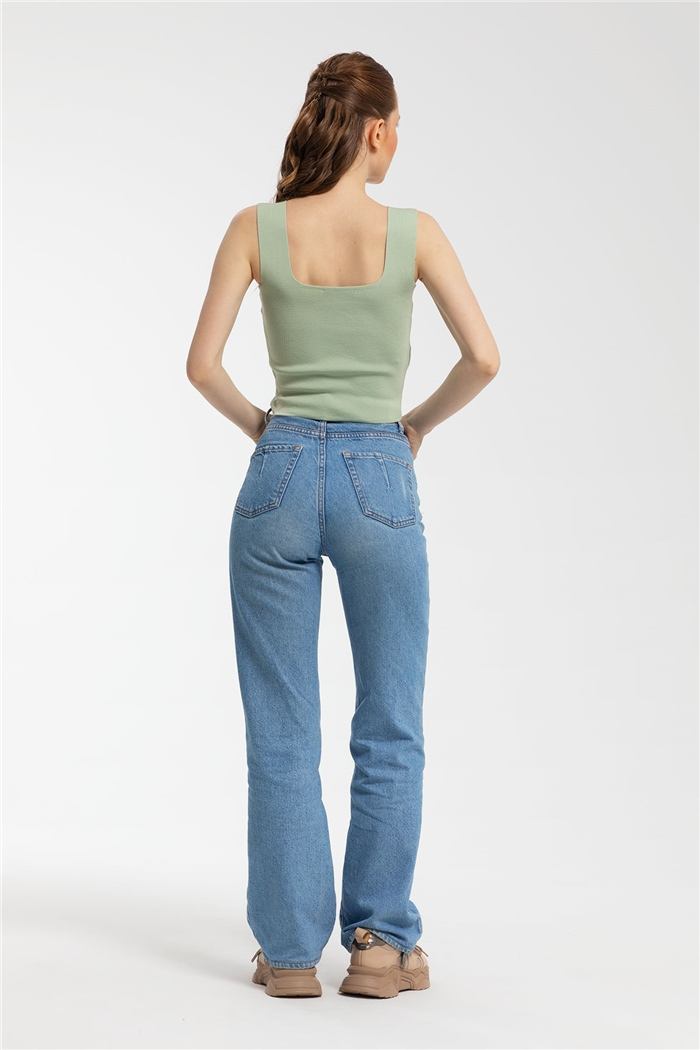 Avrile Fermuarlı Triko Bluz  MİNT YEŞİLİ  A91756-S