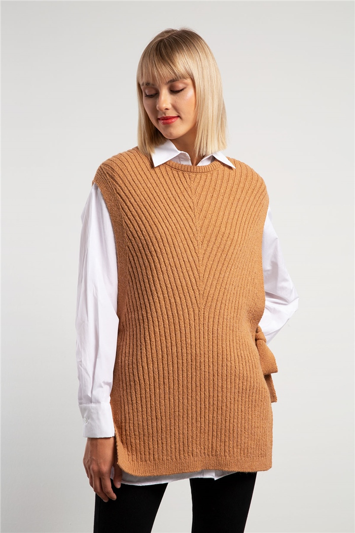 Avrile İçi Gömlekli Triko Tunik  CAMEL  A91383-S